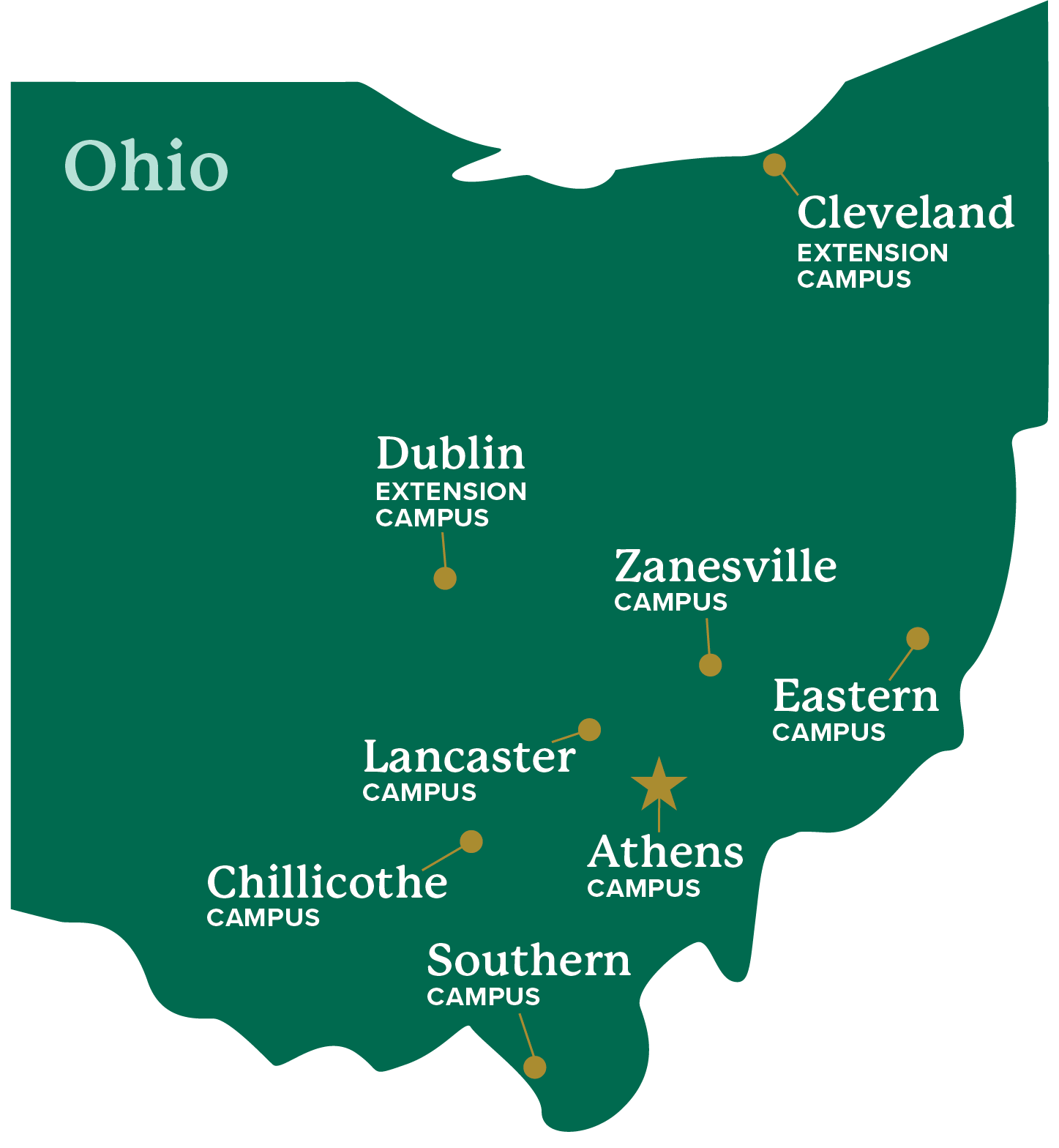 地图的俄亥俄州的指标为每个俄亥俄大学校园伟德客户端安卓版免费下载